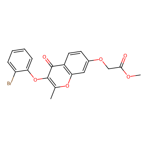 Methyl 2-[3-(2-bromophenoxy)-2-methyl-4-oxochromen-7-yl]oxyacetate structure