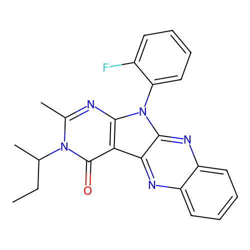 3-(butan-2-yl)-11-(2-fluorophenyl)-2-methyl-3,11-dihydro-4H-pyrimido[5',4':4,5]pyrrolo[2,3-b]quinoxalin-4-one structure