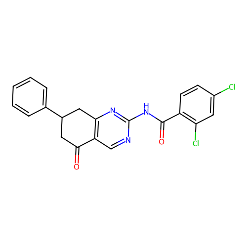 2,4-dichloro-N-(5-oxo-7-phenyl-5,6,7,8-tetrahydroquinazolin-2-yl)benzamide structure