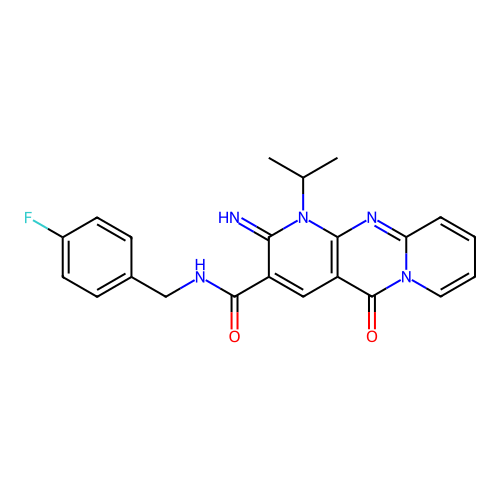 N~3~-(4-fluorobenzyl)-2-imino-1-isopropyl-5-oxo-1,5-dihydro-2H-dipyrido[1,2-a:2,3-d]pyrimidine-3-carboxamide structure