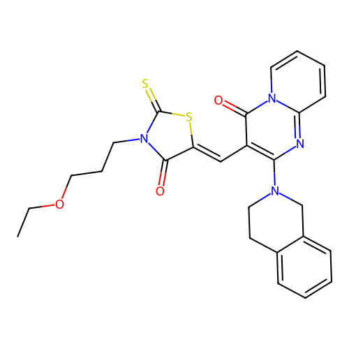 2-(3,4-dihydroisoquinolin-2(1H)-yl)-3-{(Z)-[3-(3-ethoxypropyl)-4-oxo-2-thioxo-1,3-thiazolidin-5-ylidene]methyl}-4H-pyrido[1,2-a]pyrimidin-4-one structure