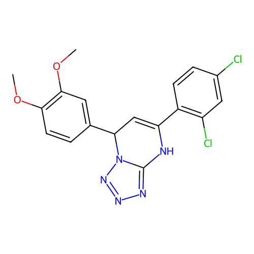 5-(2,4-dichlorophenyl)-7-(3,4-dimethoxyphenyl)-4,7-dihydrotetrazolo[1,5-a]pyrimidine structure
