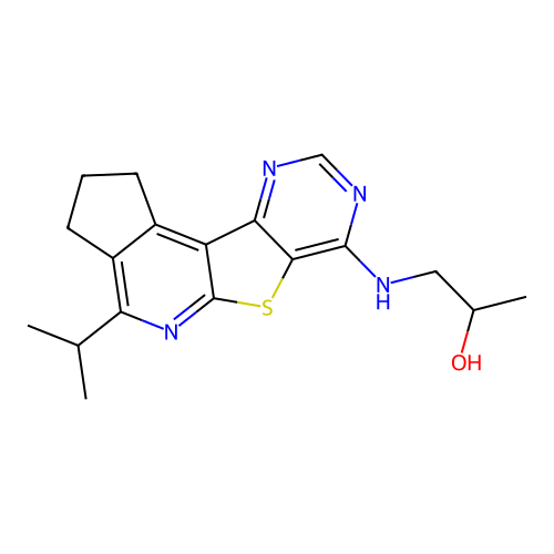 1-((4-isopropyl-2,3-dihydro-1H-cyclopenta[4',5']pyrido[3',2':4,5]thieno[3,2-d]pyrimidin-7-yl)amino)propan-2-ol structure