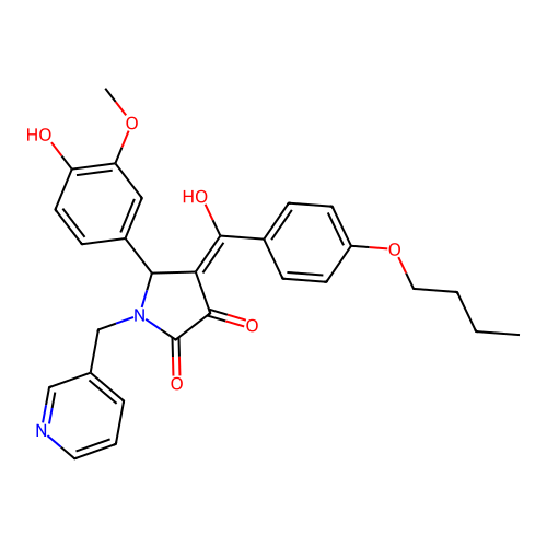 (4E)-4-[(4-butoxyphenyl)-hydroxymethylidene]-5-(4-hydroxy-3-methoxyphenyl)-1-(pyridin-3-ylmethyl)pyrrolidine-2,3-dione structure