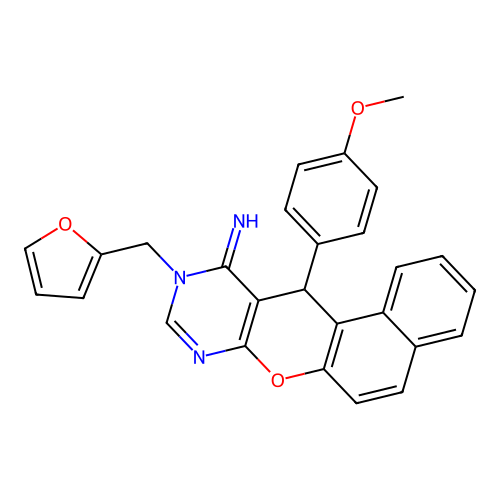 10-Furan-2-ylmethyl-12-(4-methoxy-phenyl)-10,12-dihydro-7-oxa-8,10-diaza-benzo[a]anthracen-11-ylideneamine structure