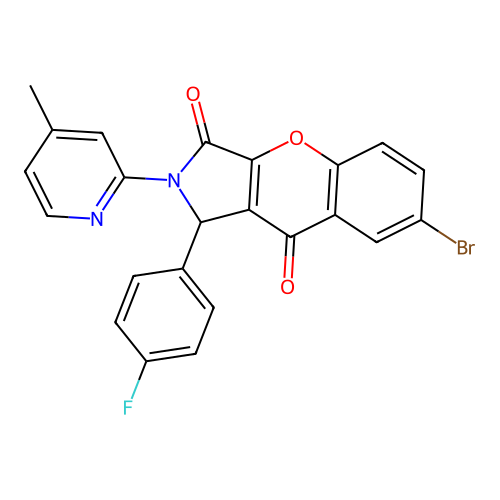7-bromo-1-(4-fluorophenyl)-2-(4-methylpyridin-2-yl)-1,2-dihydrochromeno[2,3-c]pyrrole-3,9-dione structure