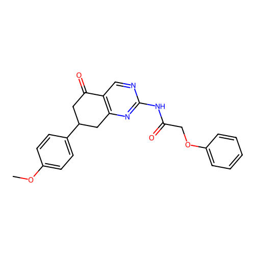 N-[7-(4-methoxyphenyl)-5-oxo-5,6,7,8-tetrahydroquinazolin-2-yl]-2-phenoxyacetamide structure