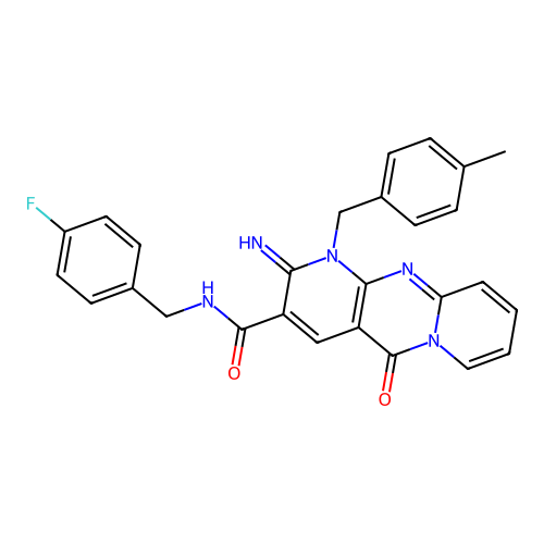 N-(4-fluorobenzyl)-2-imino-1-(4-methylbenzyl)-5-oxo-1,5-dihydro-2H-dipyrido[1,2-a:2',3'-d]pyrimidine-3-carboxamide structure