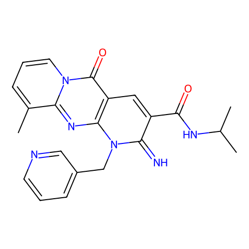 2-imino-N~3~-isopropyl-10-methyl-5-oxo-1-(3-pyridylmethyl)-1,5-dihydro-2H-dipyrido[1,2-a:2,3-d]pyrimidine-3-carboxamide structure