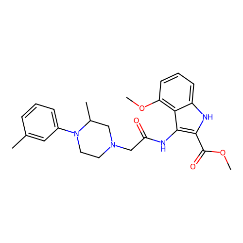 methyl 4-methoxy-3-({[3-methyl-4-(3-methylphenyl)piperazin-1-yl]acetyl}amino)-1H-indole-2-carboxylate structure