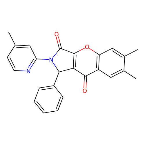 6,7-dimethyl-2-(4-methylpyridin-2-yl)-1-phenyl-1,2-dihydrochromeno[2,3-c]pyrrole-3,9-dione structure