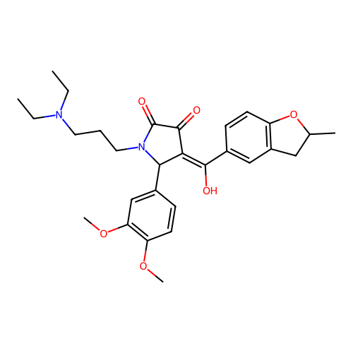 (4E)-1-[3-(diethylamino)propyl]-5-(3,4-dimethoxyphenyl)-4-[hydroxy-(2-methyl-2,3-dihydro-1-benzofuran-5-yl)methylidene]pyrrolidine-2,3-dione structure