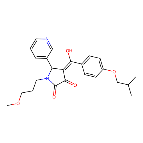 (4E)-4-[hydroxy-[4-(2-methylpropoxy)phenyl]methylidene]-1-(3-methoxypropyl)-5-pyridin-3-ylpyrrolidine-2,3-dione structure