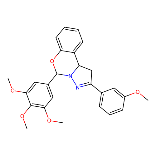 2-(3-methoxyphenyl)-5-(3,4,5-trimethoxyphenyl)-1,10b-dihydropyrazolo[1,5-c][1,3]benzoxazine structure