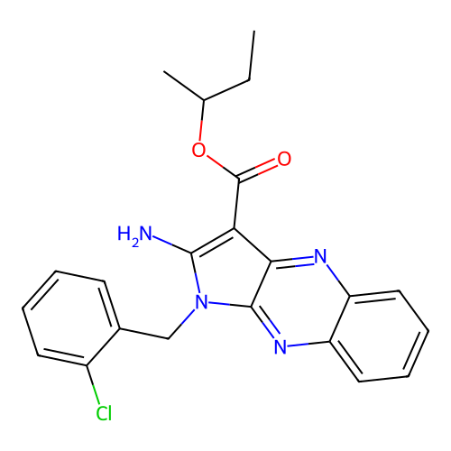 butan-2-yl 2-amino-1-(2-chlorobenzyl)-1H-pyrrolo[2,3-b]quinoxaline-3-carboxylate structure