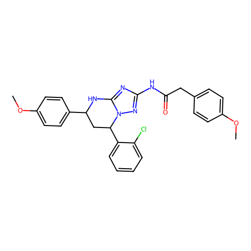 N-(7-(2-chlorophenyl)-5-(4-methoxyphenyl)-4,5,6,7-tetrahydro-[1,2,4]triazolo[1,5-a]pyrimidin-2-yl)-2-(4-methoxyphenyl)acetamide structure