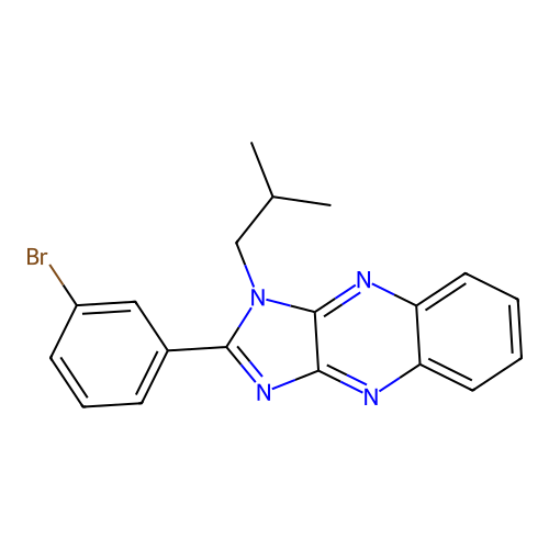 2-(3-bromophenyl)-1-(2-methylpropyl)-1H-imidazo[4,5-b]quinoxaline structure