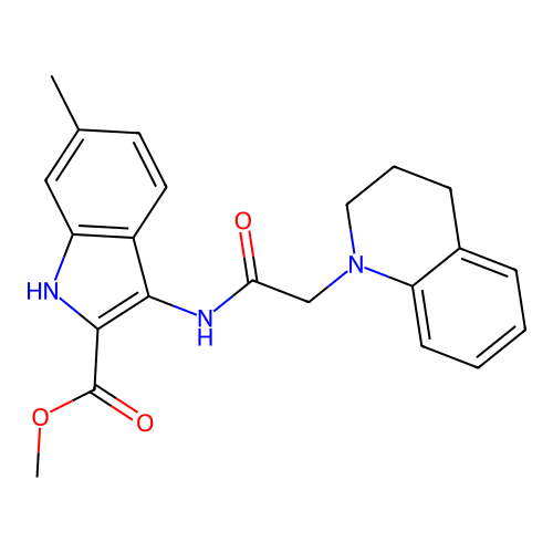 methyl 3-[[2-(3,4-dihydro-2H-quinolin-1-yl)acetyl]amino]-6-methyl-1H-indole-2-carboxylate structure