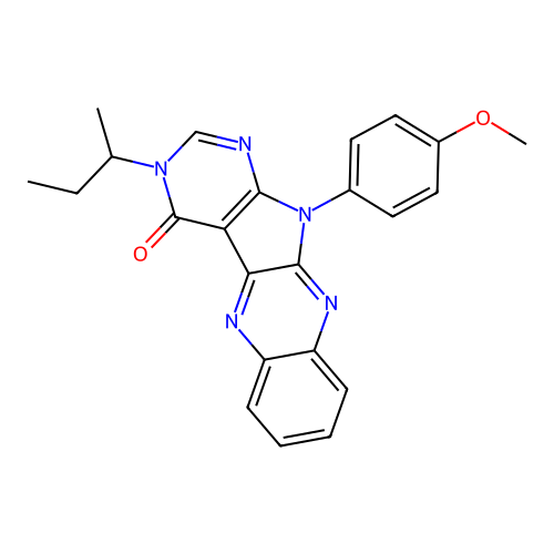 3-(butan-2-yl)-11-(4-methoxyphenyl)-3,11-dihydro-4H-pyrimido[5',4':4,5]pyrrolo[2,3-b]quinoxalin-4-one structure