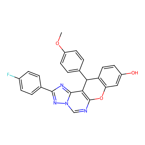 2-(4-fluorophenyl)-12-(4-methoxyphenyl)-12H-chromeno[3,2-e][1,2,4]triazolo[1,5-c]pyrimidin-9-ol structure