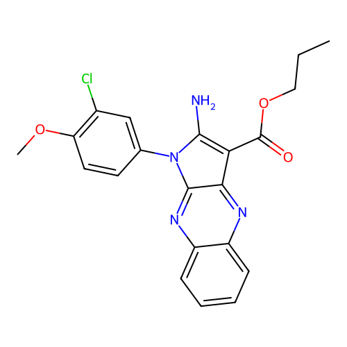 propyl 2-amino-1-(3-chloro-4-methoxyphenyl)-1H-pyrrolo[2,3-b]quinoxaline-3-carboxylate structure