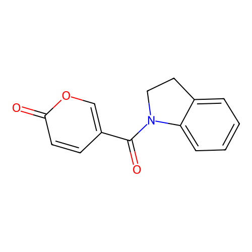 5-(2,3-dihydro-1H-indol-1-ylcarbonyl)-2H-pyran-2-one structure