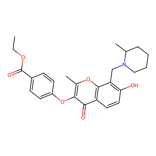 ethyl 4-({7-hydroxy-2-methyl-8-[(2-methylpiperidin-1-yl)methyl]-4-oxo-4H-chromen-3-yl}oxy)benzoate structure