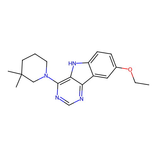 4-(3,3-dimethylpiperidin-1-yl)-8-ethoxy-5H-pyrimido[5,4-b]indole structure