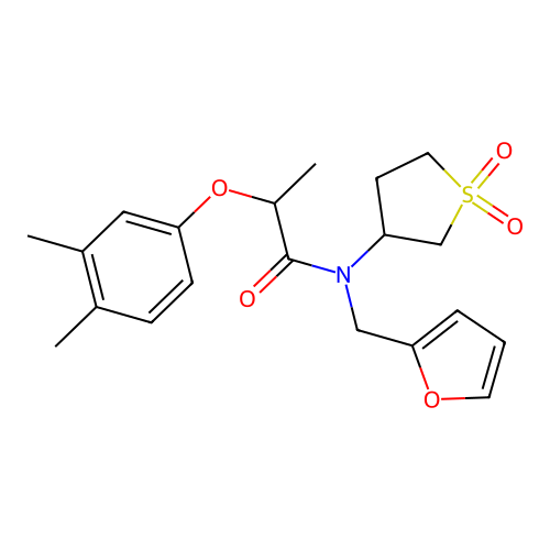 2-(3,4-dimethylphenoxy)-N-(1,1-dioxidotetrahydrothiophen-3-yl)-N-(furan-2-ylmethyl)propanamide structure