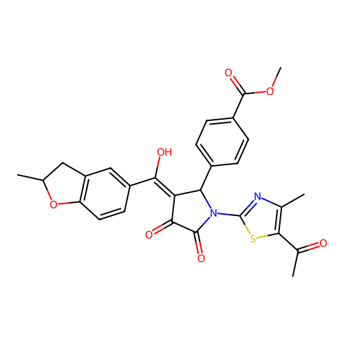 methyl 4-(1-(5-acetyl-4-methylthiazol-2-yl)-4-hydroxy-3-(2-methyl-2,3-dihydrobenzofuran-5-carbonyl)-5-oxo-2,5-dihydro-1H-pyrrol-2-yl)benzoate structure