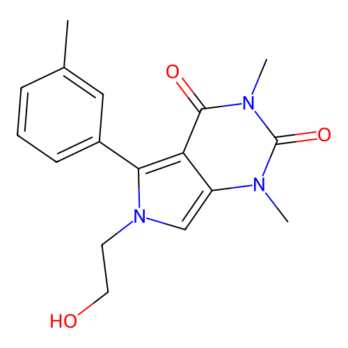 6-(2-hydroxyethyl)-1,3-dimethyl-5-(3-methylphenyl)pyrrolo[3,4-d]pyrimidine-2,4-dione structure