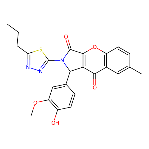 1-(4-hydroxy-3-methoxyphenyl)-7-methyl-2-(5-propyl-1,3,4-thiadiazol-2-yl)-1,2-dihydrochromeno[2,3-c]pyrrole-3,9-dione structure