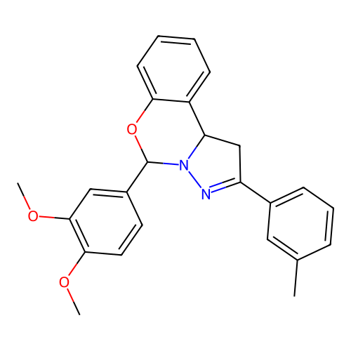 5-(3,4-dimethoxyphenyl)-2-(3-methylphenyl)-1,10b-dihydropyrazolo[1,5-c][1,3]benzoxazine structure