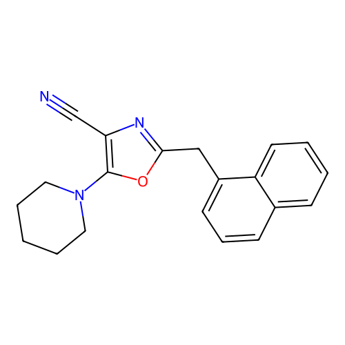 2-(Naphthalen-1-ylmethyl)-5-(piperidin-1-yl)-1,3-oxazole-4-carbonitrile structure