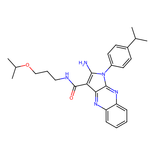 2-amino-N-(3-isopropoxypropyl)-1-(4-isopropylphenyl)-1H-pyrrolo[2,3-b]quinoxaline-3-carboxamide structure