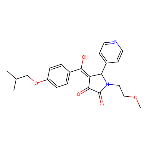3-hydroxy-1-(2-methoxyethyl)-4-[4-(2-methylpropoxy)benzoyl]-5-(pyridin-4-yl)-2,5-dihydro-1H-pyrrol-2-one structure