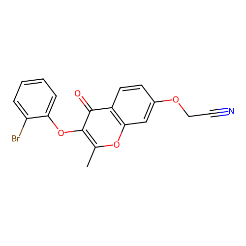 2-((3-(2-bromophenoxy)-2-methyl-4-oxo-4H-chromen-7-yl)oxy)acetonitrile structure