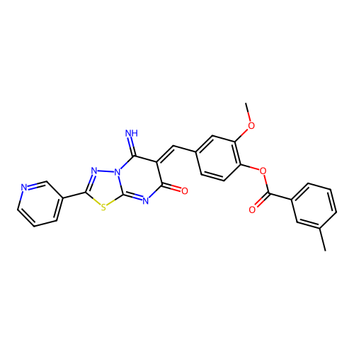 (Z)-4-((5-imino-7-oxo-2-(pyridin-3-yl)-5H-[1,3,4]thiadiazolo[3,2-a]pyrimidin-6(7H)-ylidene)methyl)-2-methoxyphenyl 3-methylbenzoate structure