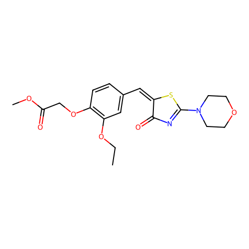 (E)-methyl 2-(2-ethoxy-4-((2-morpholino-4-oxothiazol-5(4H)-ylidene)methyl)phenoxy)acetate structure