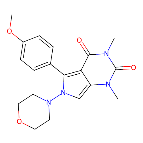 5-(4-methoxyphenyl)-1,3-dimethyl-6-morpholin-4-ylpyrrolo[3,4-d]pyrimidine-2,4-dione structure
