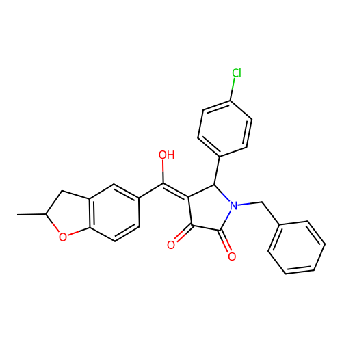 1-benzyl-5-(4-chlorophenyl)-3-hydroxy-4-(2-methyl-2,3-dihydro-1-benzofuran-5-carbonyl)-2,5-dihydro-1H-pyrrol-2-one structure