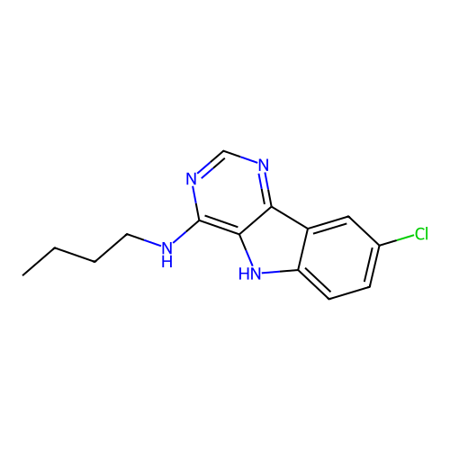 N-butyl-8-chloro-5H-pyrimido[5,4-b]indol-4-amine structure