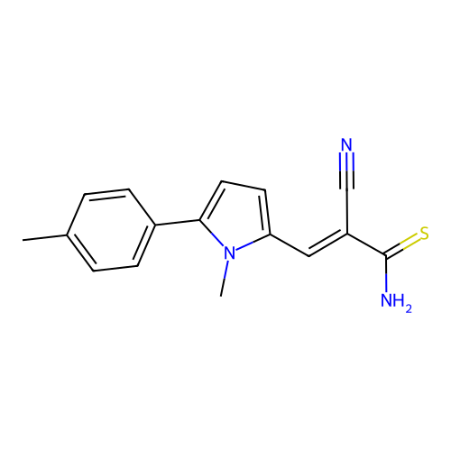 (E)-2-Cyano-3-(1-methyl-5-p-tolyl-1H-pyrrol-2-yl)-thioacrylamide structure