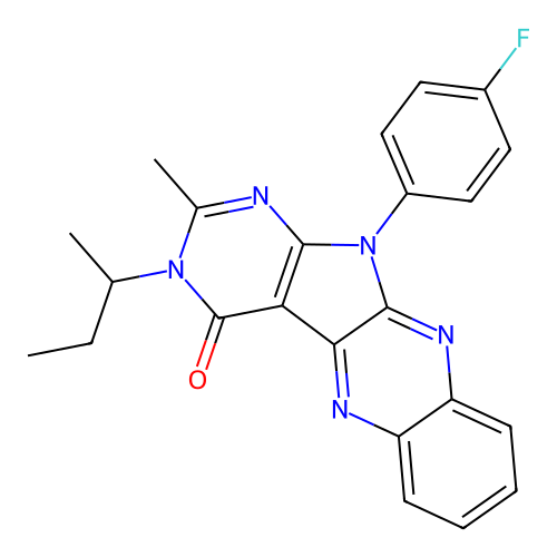 3-(butan-2-yl)-11-(4-fluorophenyl)-2-methyl-3,11-dihydro-4H-pyrimido[5',4':4,5]pyrrolo[2,3-b]quinoxalin-4-one structure