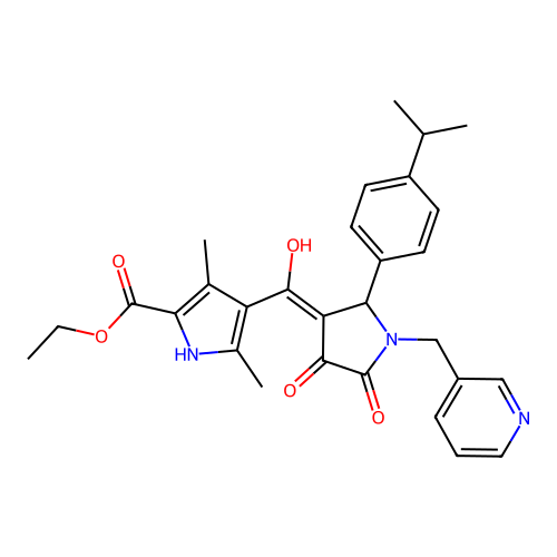 ethyl 4-(4-hydroxy-2-(4-isopropylphenyl)-5-oxo-1-(pyridin-3-ylmethyl)-2,5-dihydro-1H-pyrrole-3-carbonyl)-3,5-dimethyl-1H-pyrrole-2-carboxylate structure