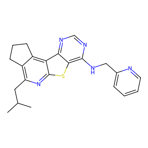 4-(2-methylpropyl)-N-(pyridin-2-ylmethyl)-2,3-dihydro-1H-cyclopenta[4',5']pyrido[3',2':4,5]thieno[3,2-d]pyrimidin-7-amine structure