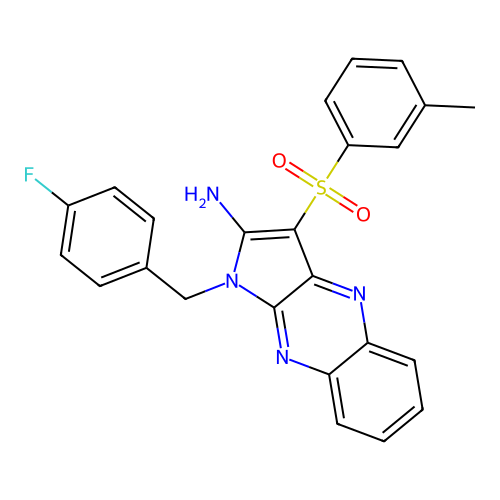 1-(4-fluorobenzyl)-3-(m-tolylsulfonyl)-1H-pyrrolo[2,3-b]quinoxalin-2-amine structure