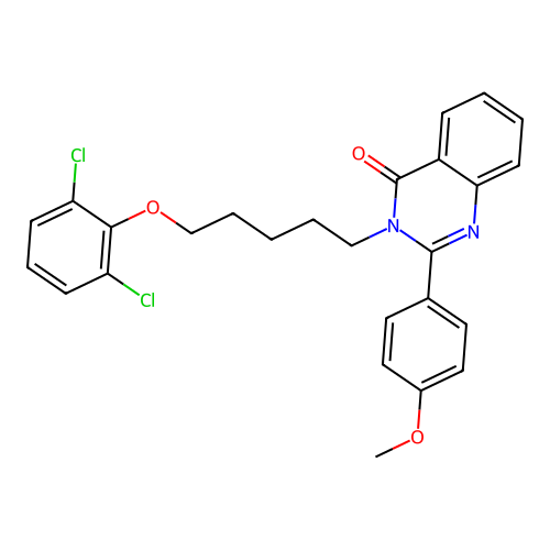3-(5-(2,6-dichlorophenoxy)pentyl)-2-(4-methoxyphenyl)quinazolin-4(3H)-one structure