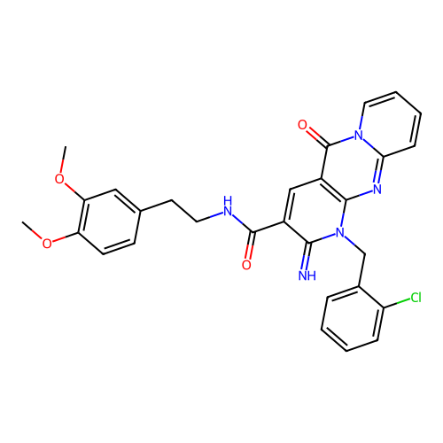 N-[2-(3,4-dimethoxyphenyl)ethyl]{1-[(2-chlorophenyl)methyl]-2-imino-5-oxo(1,6-dihydropyridino[1,2-a]pyridino[2,3-d]pyrimidin-3-yl)}carboxamide structure