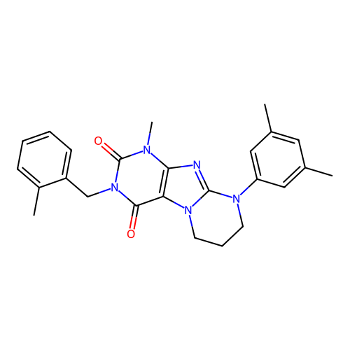 9-(3,5-dimethylphenyl)-1-methyl-3-(2-methylbenzyl)-6,7,8,9-tetrahydropyrimido[2,1-f]purine-2,4(1H,3H)-dione structure